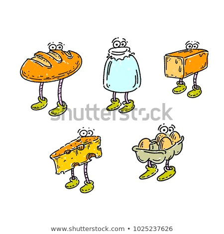 Cute Drawing Milk Hand Drawn Food Bread Milk Cheese Stock Vector Royalty Free