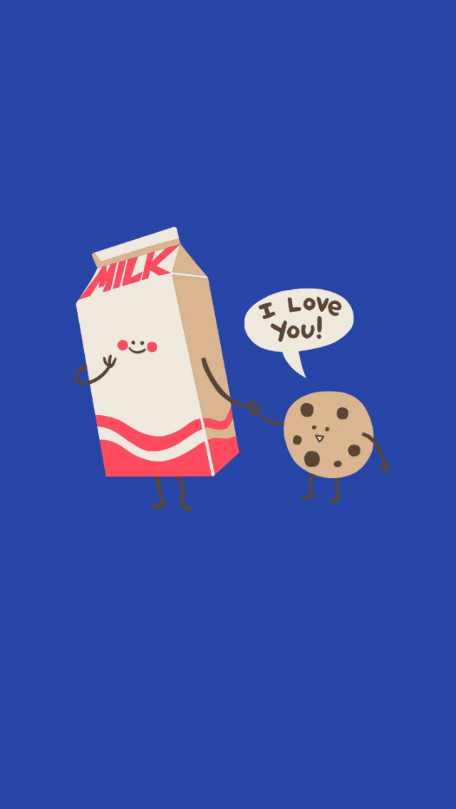 Cute Drawing Milk Milk and Cookie Wallpaper Phone Wallpapers Cookies Love Funny