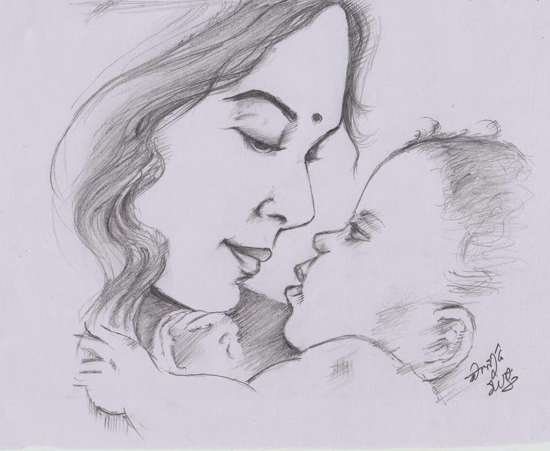 Cute Drawing Mom My Pencil Drawing Of Indian Mother Portraits In 2019 Drawings