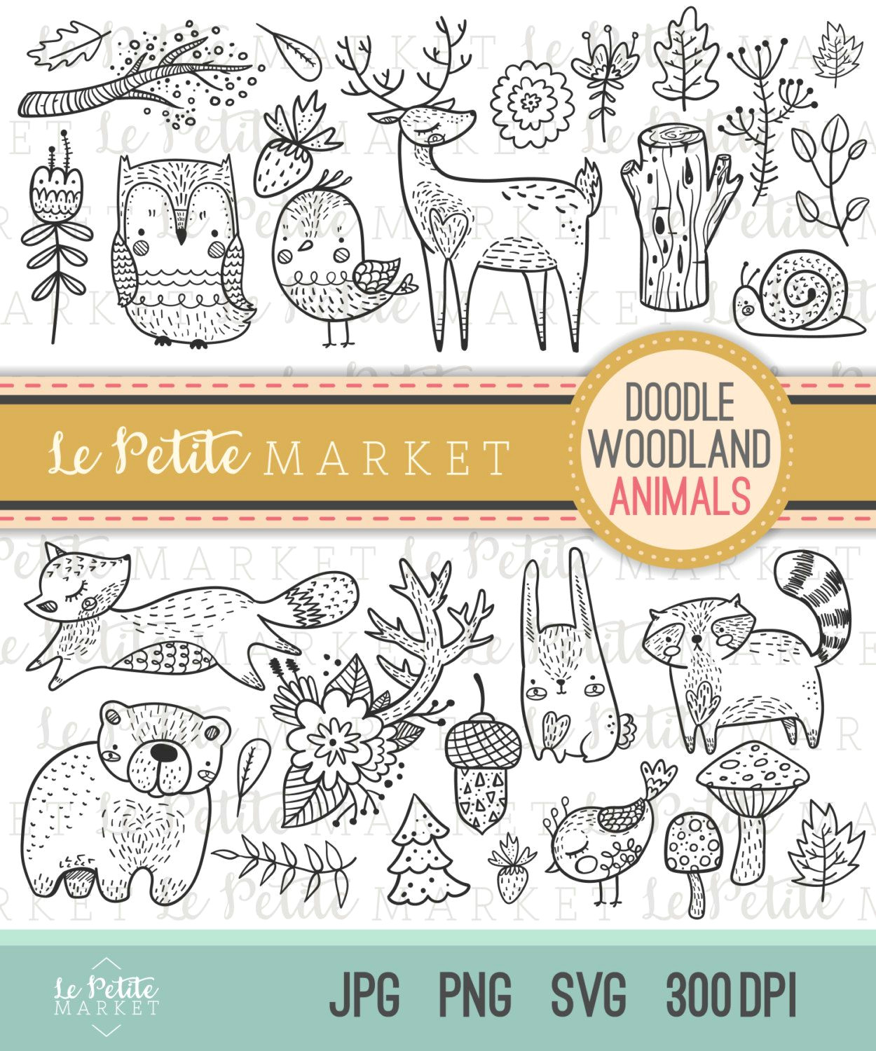Cute Drawing Mushroom Cute Doodle Woodland Creature Clipart forest Animal Clipart