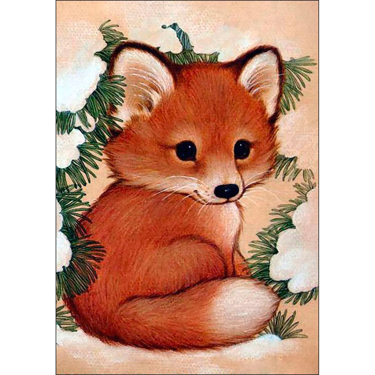 Cute Drawing Of A Fox Diamond Embroidery Printed Gem Kit Fox Pup Drawing Pinterest