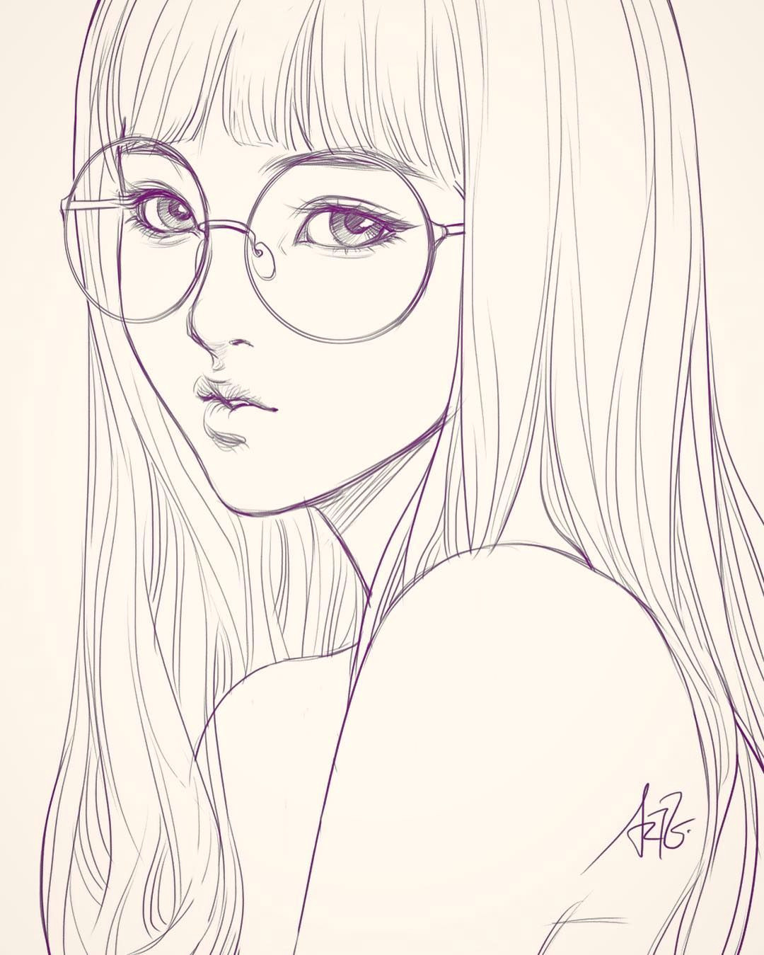 Cute Drawing Of A Girl with Glasses Last Sketch Of Girl with Glasses Having Bad Backache It Hurts