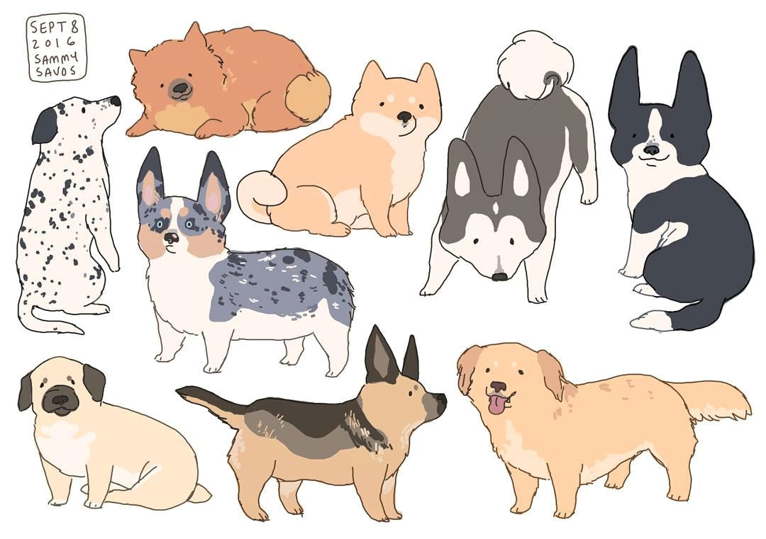 Cute Drawing Of Dogs Hamotzi Art Dogs Illustrations Stickers Lovely Animal