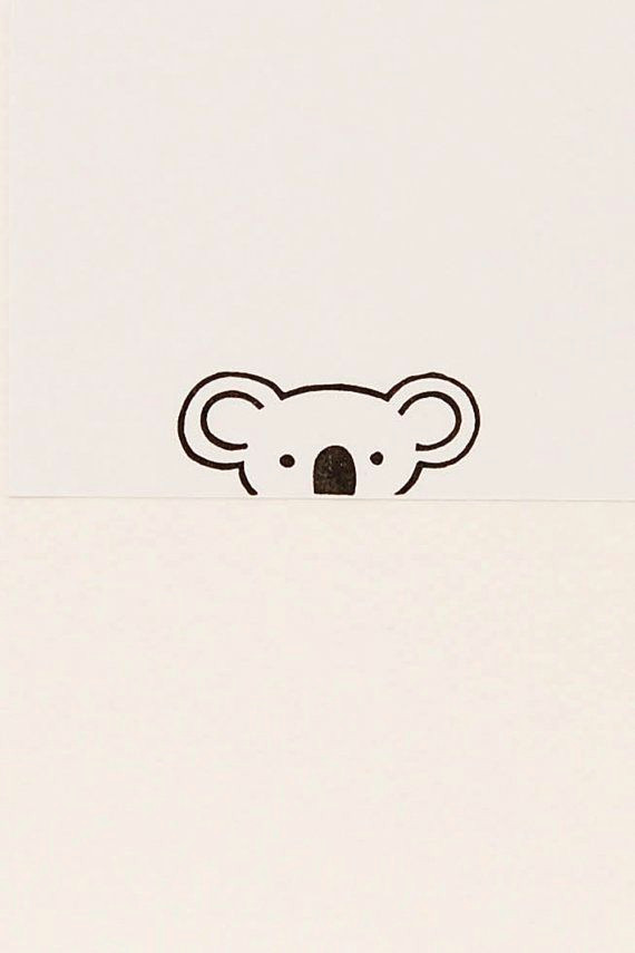 Cute Drawing Of Koala A Friendly Koala Peek A Boo Stamp Small Hand Carved Simple Rubber