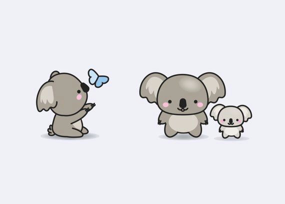 Cute Drawing Of Koala Premium Vector Clipart Kawaii Koala Cute Koalas Clipart Etsy