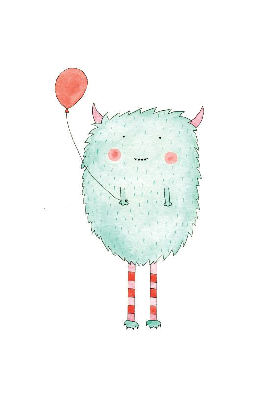 Cute Drawing Of Roses Daisy S Monster Illustration D Un Monstre Colore Rose Rouge Aqua