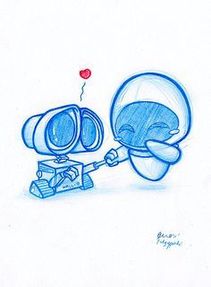 Cute Drawing On Tumblr Blue Doodle 7 Wall E Art Drawings Art Disney Drawings