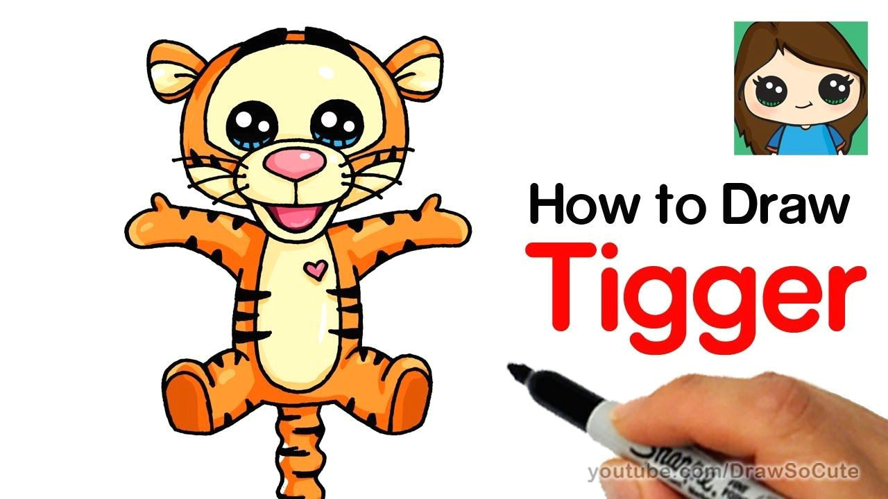 Cute Drawing Winnie the Pooh How to Draw Tigger Easy Winnie the Pooh Kids Drawing Pinterest