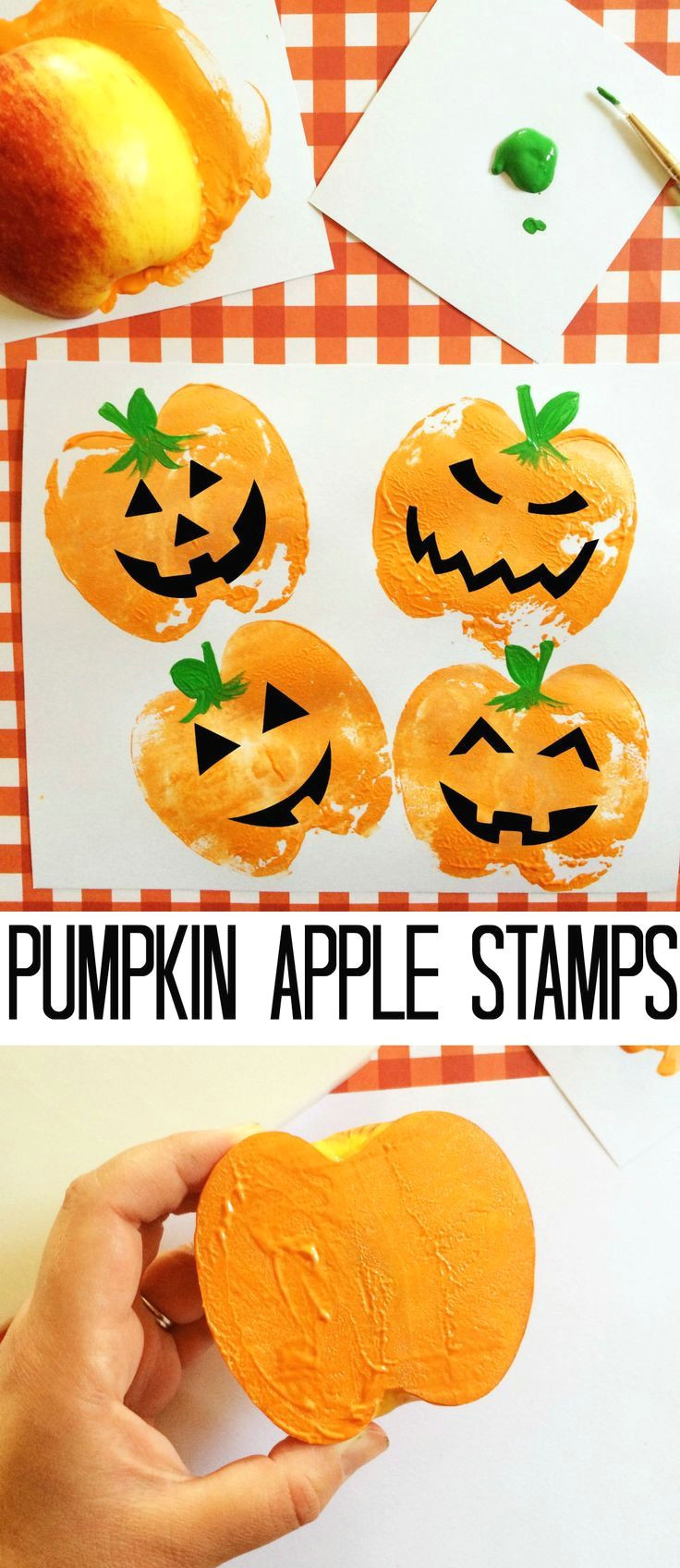 Cute Jack O Lantern Drawing Pumpkin Apple Stamps Pumpkin theme Halloween Crafts Halloween