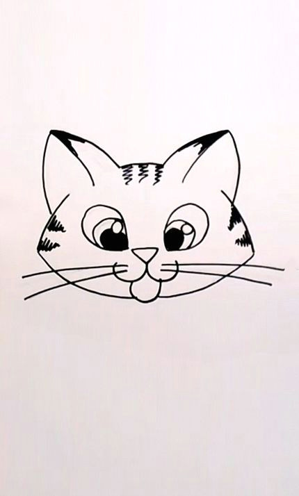 Cute Kitten Drawing Easy Drawing A Cartoon Tabby Cat Face Art Lessons Pinterest