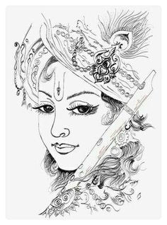 Cute Krishna Drawing Outline Of Lord Krishna Google Search Paints On Glass