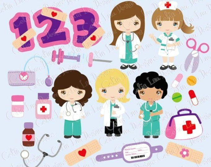 Cute Nurse Drawing Cute Boys Nurse and Doctor Clipart Career Clipart Doctor Kids