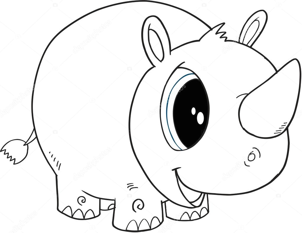 Cute Rhino Drawing A Adny Rhino Ilustracji Wektorowych Grafika Wektorowa