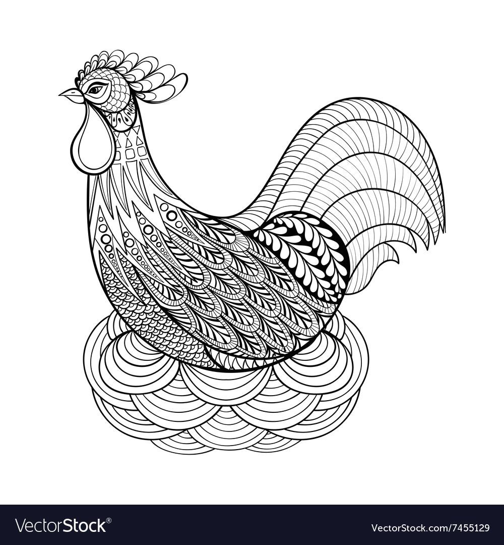 Cute Rooster Drawing Rooster Mandala Vector Images 42