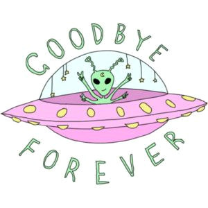 Cute Ufo Drawing Goodbye Drawing Art Cute forever Hipster Typography Design Green