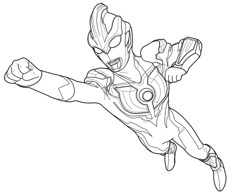 Cute Ultraman Drawing Ultraman Ginga Flying Coloring Page for Kids Fantastic Ultraman