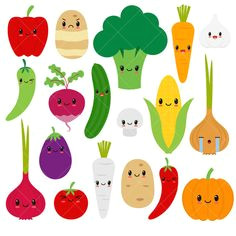 Cute Vegetables Drawing Buy20get10 Vegetable Clipart Characters Clipart Commercial Use