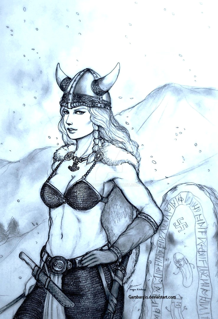 Cute Viking Drawing Shield Less Maiden asa the Horny Viking by Gambargin On Deviantart