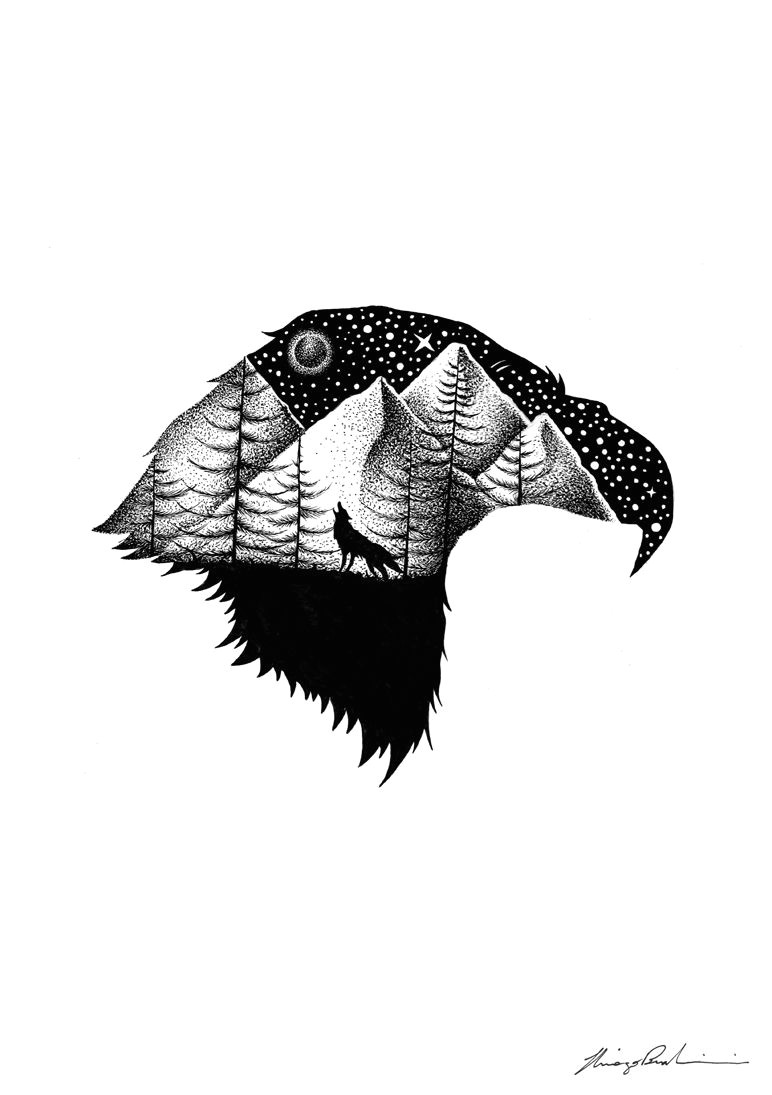 Cute Vulture Drawing Full Moon 2016 Thiago Bianchini Drawings Stippling Art Tattoos