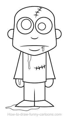 Cute Zombie Drawing Easy How to Draw A Zombie for Kids Step 8 Project Planning Pinterest