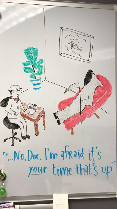 Doc M Drawing therapist Cartoon Dry Erase Marker Art Art by Rachel Harrison