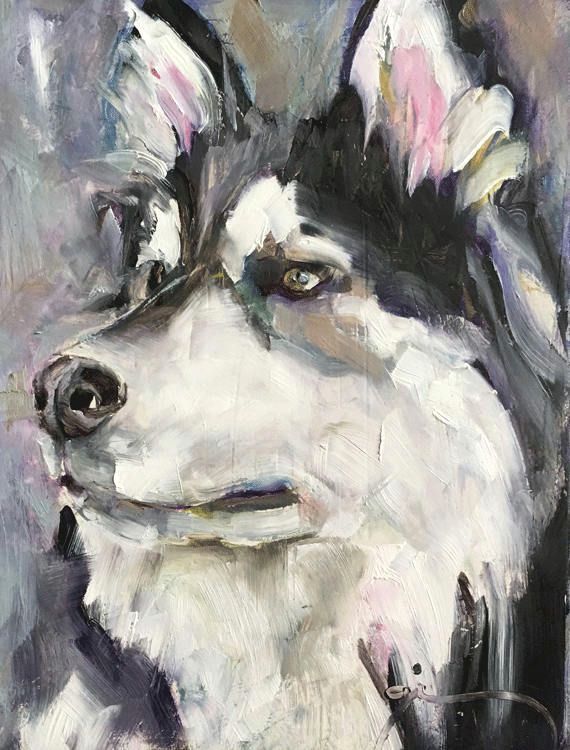 Dog Drawing Hashtags Dog Portrait original Small Oil Painting One Of A Kind Husky Art