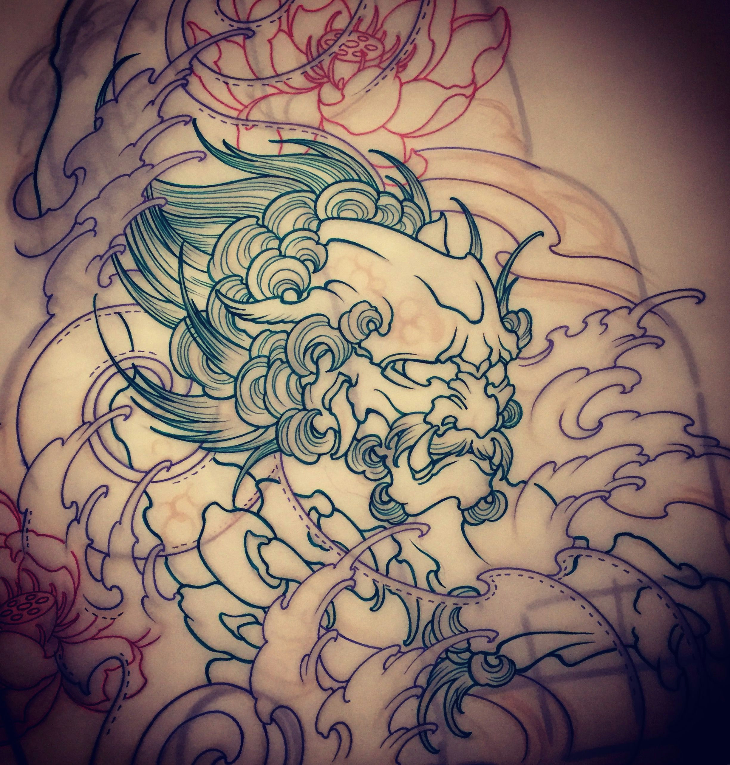 Dog Tattoo Drawing Amsterdam Tattoo 1825 Kimihito Foo Dog Japanese Style Tattoo Design