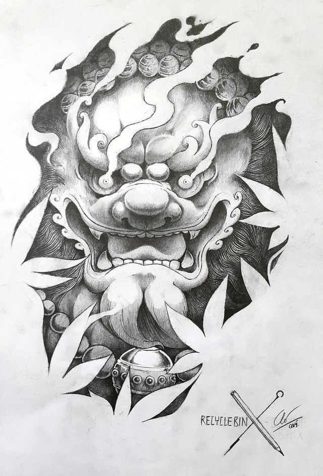 Dog Tattoo Drawing Pin by Houzi On A C Tattoos Foo Dog Tattoo Tattoo Designs