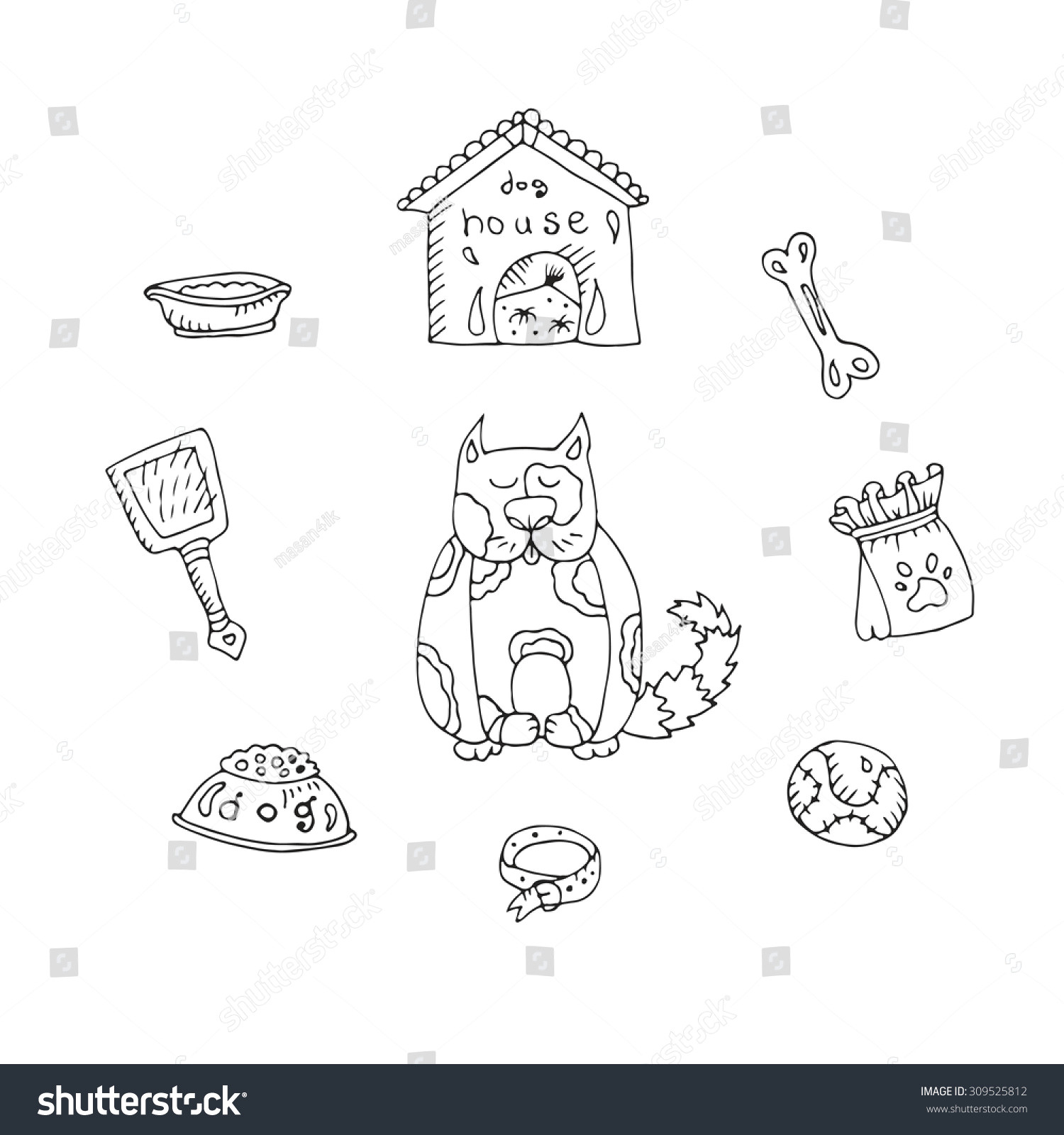 Dogs Drawing Vector Vector Set Dogs Various Objects Dog Stock Vector Royalty Free
