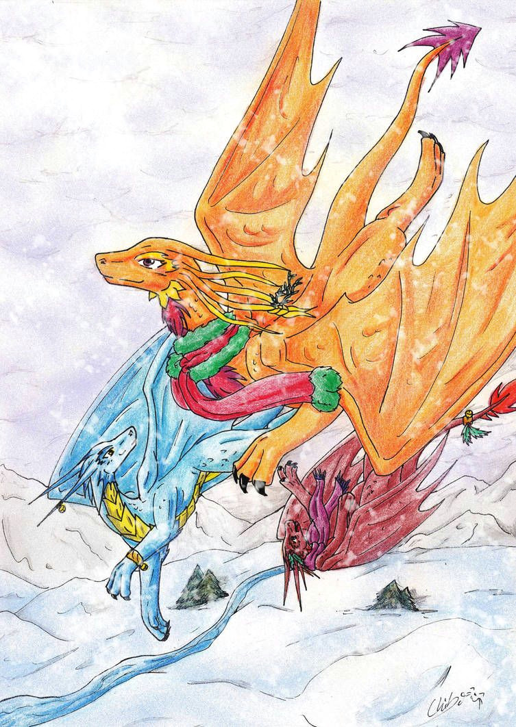 Dragons Flying Drawing Christmas Flight by Chibimieze Dragons Pinterest Dragon