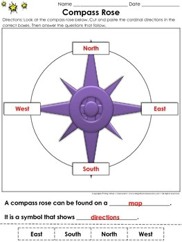 Draw A Compass Rose Worksheet Compass Rose Cut and Paste Activity Cardinal Directions Map Skills