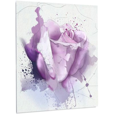 Draw A Purple Rose Designart Beautiful Purple Rose On Purple Painting Print On Metal