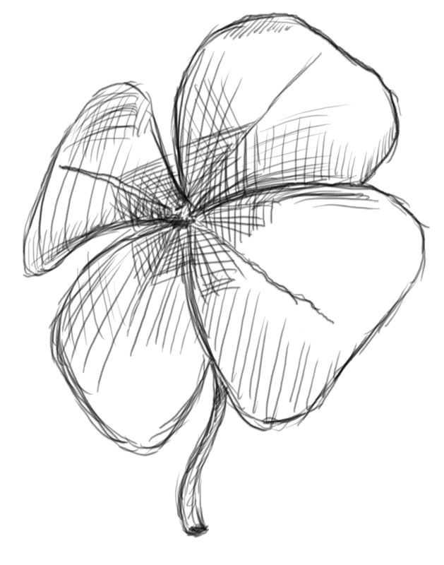 Draw A Rose Leaf Gallery for Cool Four Leaf Clover Drawing Painting Drawing