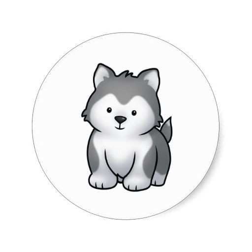 Draw Baby Wolf Cartoon Huskee Classic Round Sticker Hating Pinterest Dogs Clip Art