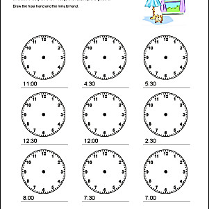 Draw Hands Quarter to and Past Math Worksheets Telling Time to the Half Hour