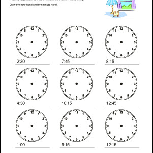 Draw Hands Quarter to and Past Math Worksheets Telling Time to the Quarter Hour