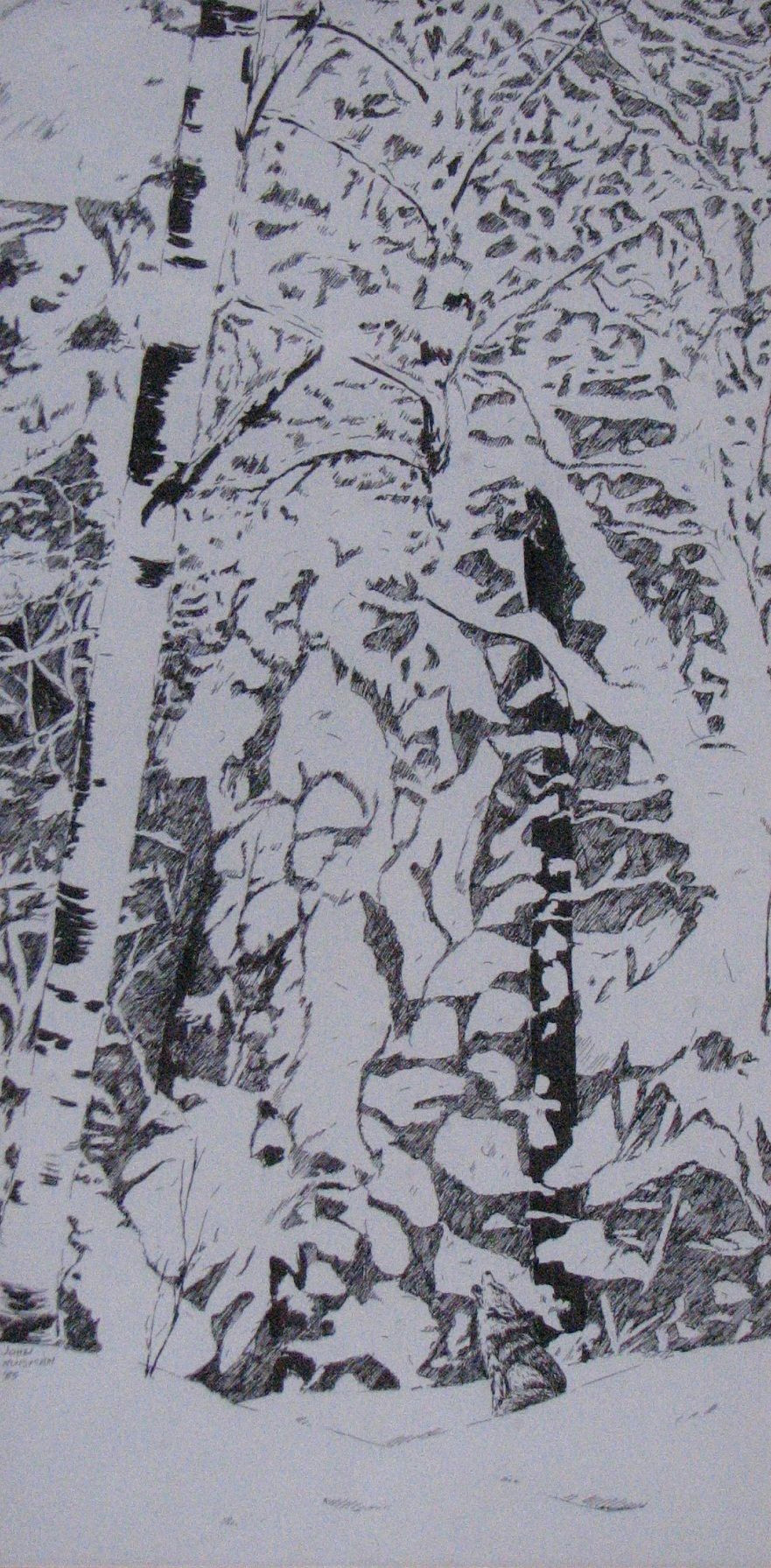 Draw Wolf Scene A Pen and Ink Drawing Of A Winter Scene with A Wolf Howling