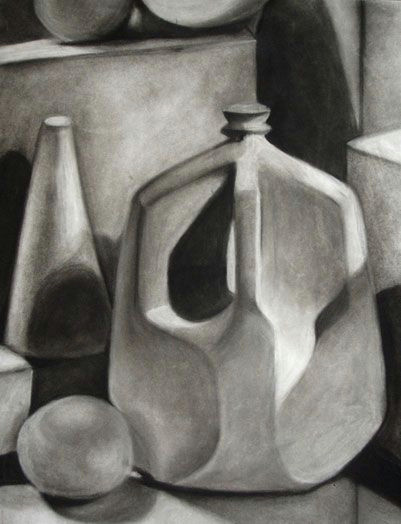 Drawing 1 High School Still Life Objects White Object Still Life assignment Value