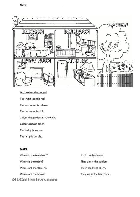Drawing 1 Vocabulary Rooms In the House Prepositions Pinterest House Worksheets