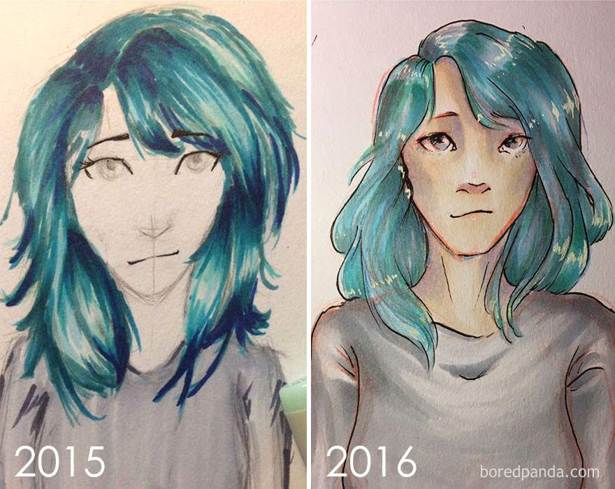 Drawing 1 Year Progress Draw This Again Challenge Shows that Practice Makes Perfect 237