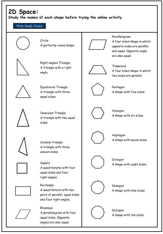 Drawing 2 Dimensional Shapes Studyladder Online English Literacy Mathematics Kids Activity