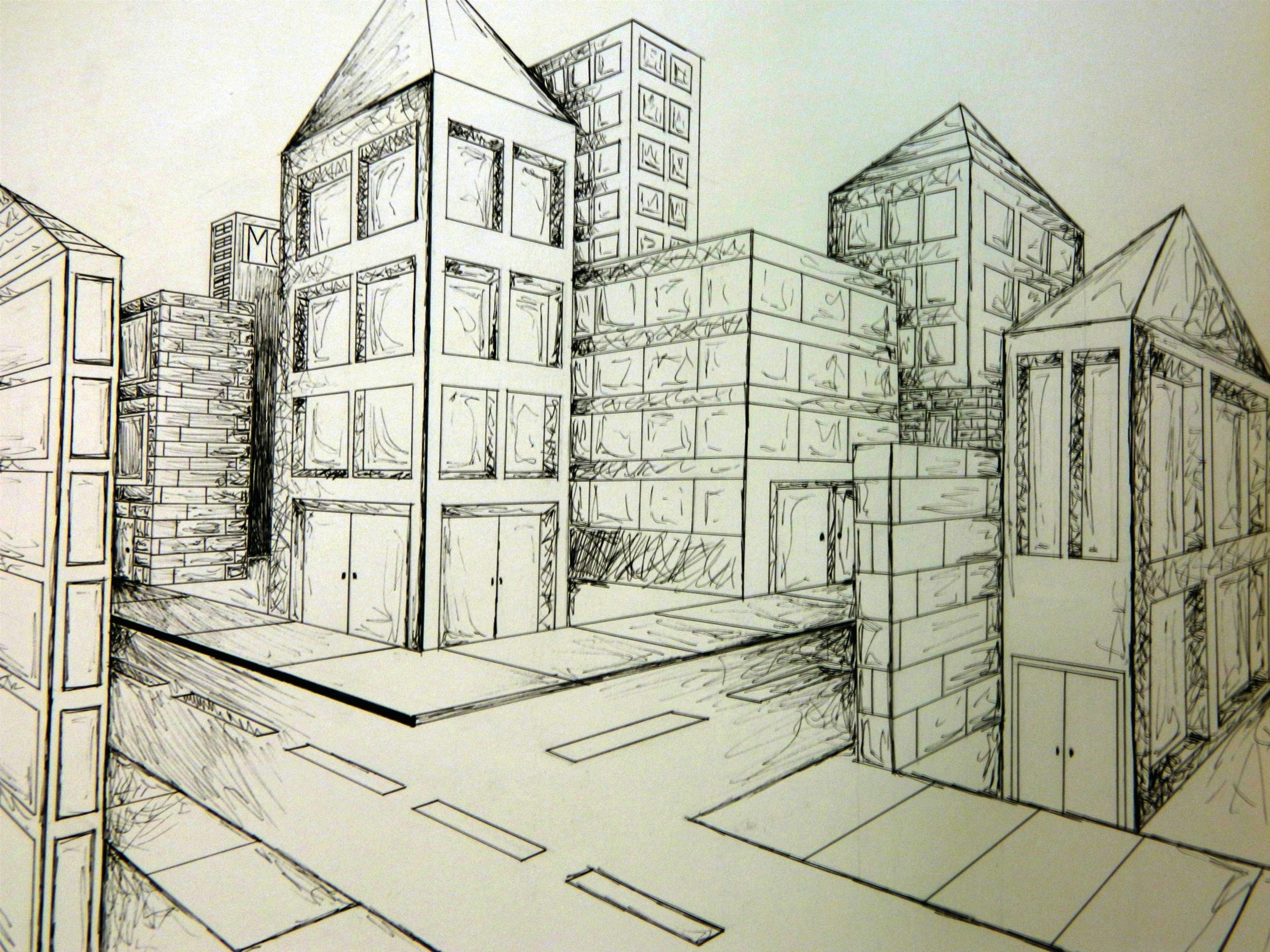 Drawing 2 Point Perspective Buildings 2 Point Perspective City Art Point Perspective Perspective