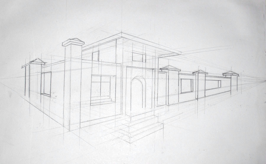 Drawing 2 Point Perspective Tutorial Draw A City Block In 2 Point Perspective Art Lesson