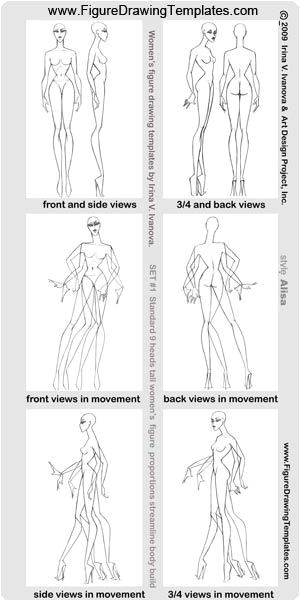 Drawing 3 4 View Body How to Draw Female Figure with Figure Drawing Templates Poses In