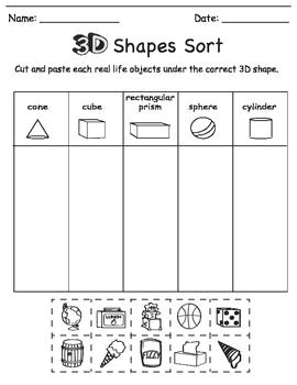 Drawing 3 Dimensional Shapes Worksheet 3d Shape sort Color Draw Hkg Worksheets I I I I I I Eµ I