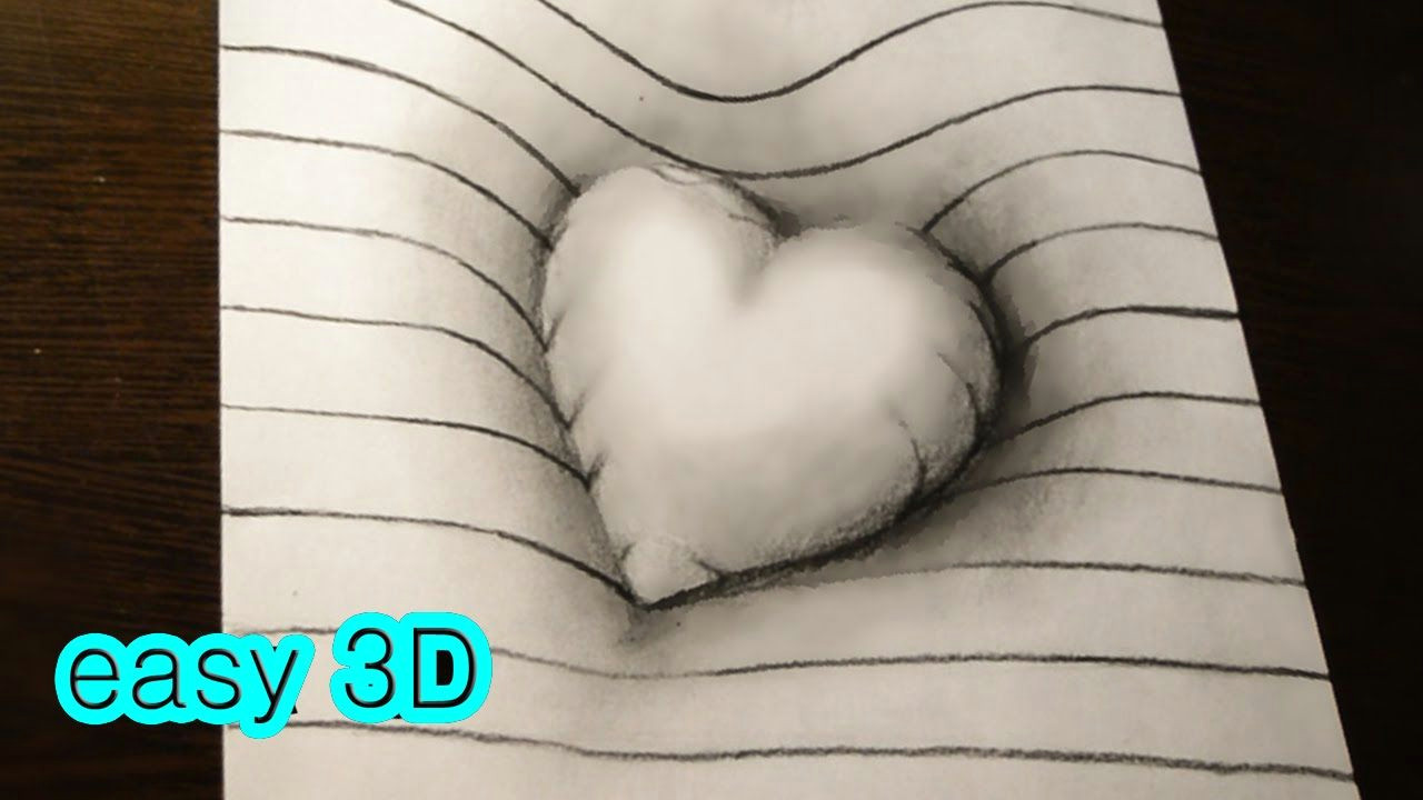 Drawing 3d Heart Hole How to Draw A Simple 3d Drawing Heart Pencil Easy 3d Drawing H
