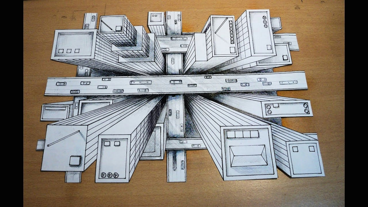 Drawing 3d Illusions How to Draw One Point Perspective 3d Illusion High Rise