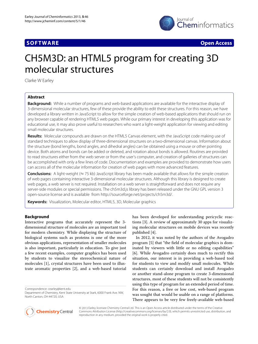 Drawing 3d Molecules Pdf Ch5m3d An HTML5 Program for Creating 3d Molecular Structures