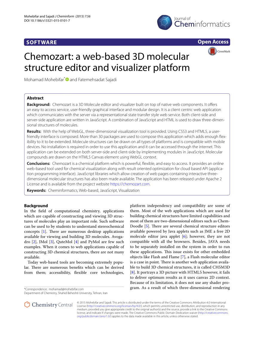 Drawing 3d Molecules Pdf Chemozart A Web Based 3d Molecular Structure Editor and