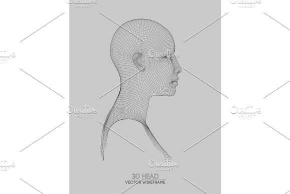 Drawing 3d Vectors 3d Head Wireframe Vector Drawing Of Wireframe Head 3d Model Vector